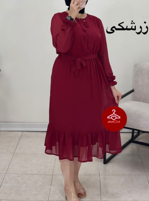 پیراهن زنانه حریر چین دار آستردار