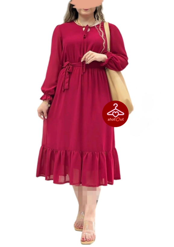 پیراهن زنانه حریر چین دار آستردار